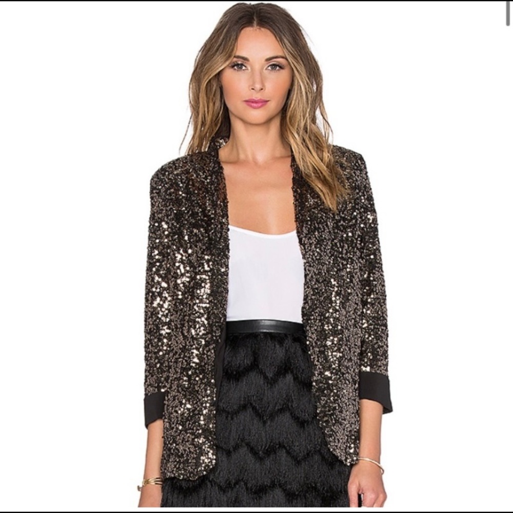 EUC!  Sam Edelman Anthropologie Gold Sequined Blazer.  Size Medium